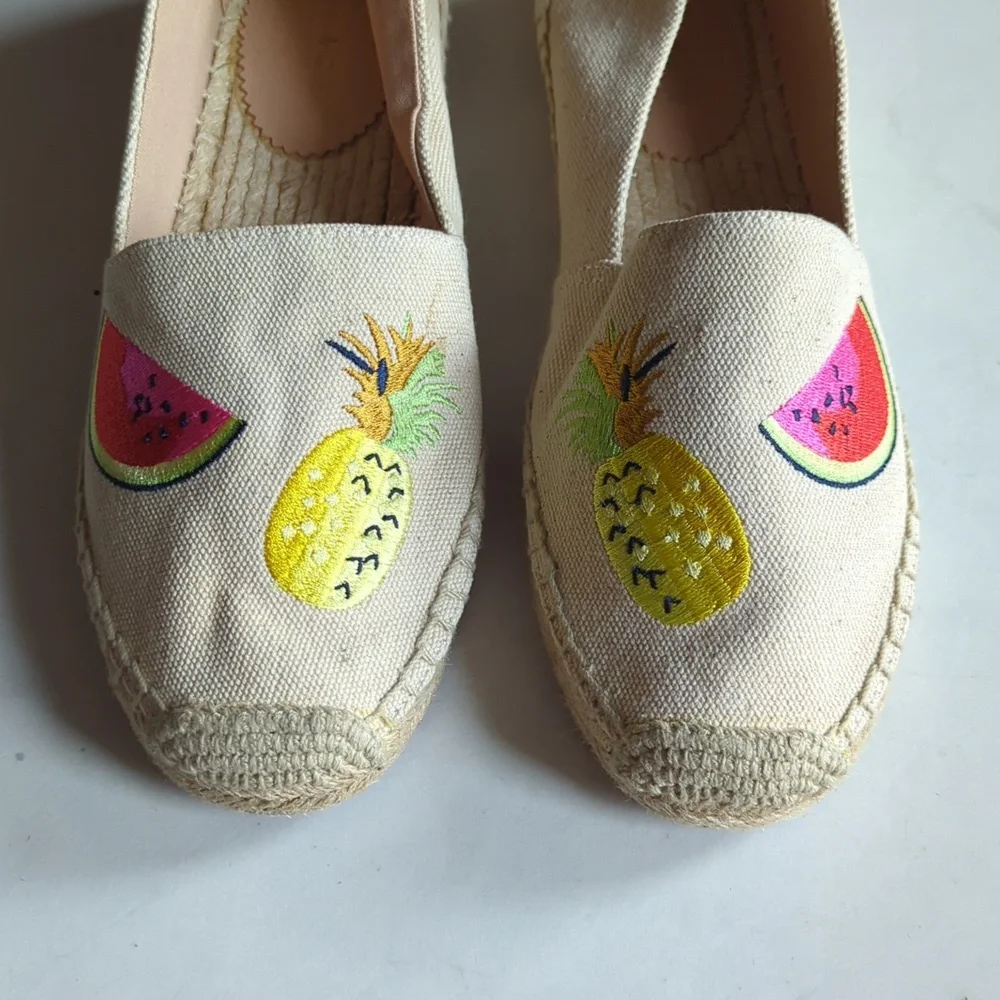 J. Crew Fruit Embroidered Espadrille Loafer 8 Beige